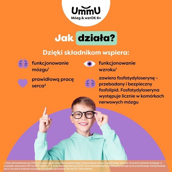 UmmU Mózg & wzrOK 6+, płyn, smak owoce leśne, 150 ml