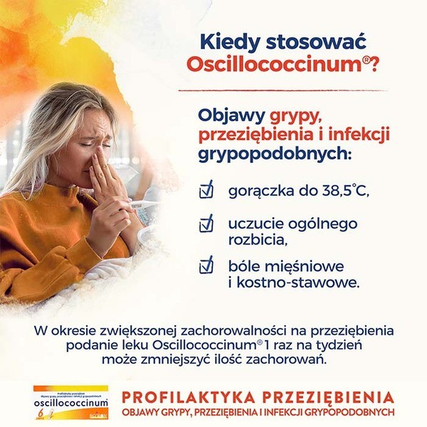 Oscillococcinum na przeziębienie i grypę, granulki, 6 dawek