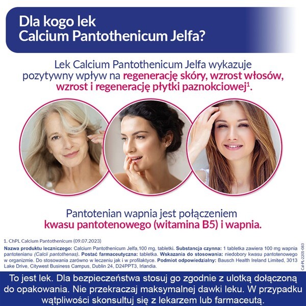 Calcium pantothenicum Jelfa, 100 mg tabletki, 50 szt.
