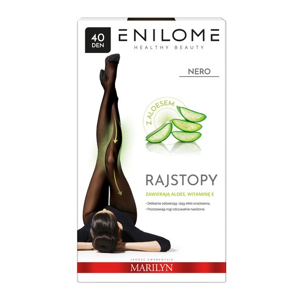 Enilome Healthy Beauty Aloe, rajstopy półmatowe, kolor Nero, rozmiar M, 40 DEN