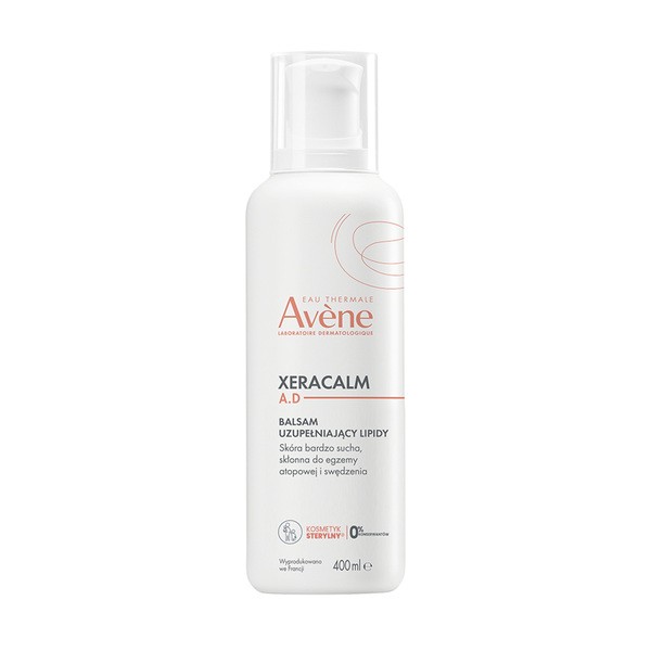 Zestaw Avene Eau Thermale Xera Calm A.D, uzupełniający lipidy olejek oczyszczający, 400 ml + balsam uzupełniający lipidy, 400 ml