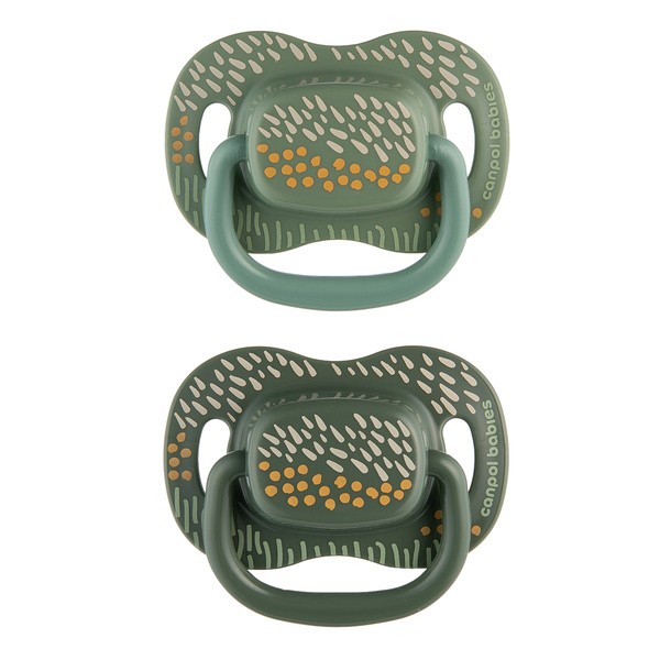 Canpol Babies Mountains, smoczek uspokajający, silikonowy symetryczny, 18 m+, zielony, 2 szt.