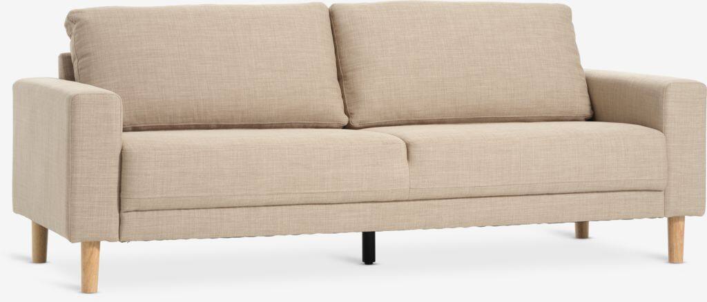 EGENSE 3-personers sofa, sandfarvet stof/egefarvet