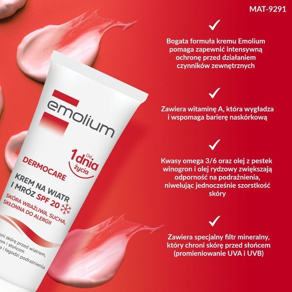 Emolium Dermocare, krem na wiatr i mróz SPF 20, 75 ml