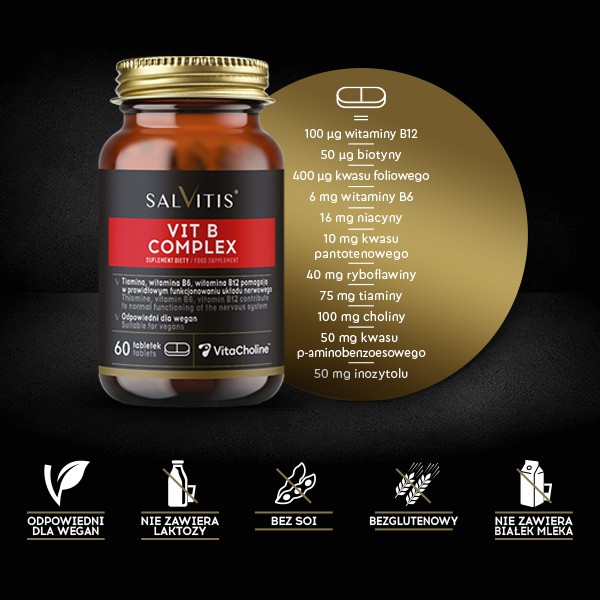 Salvitis Vit B Complex (Witamina B kompleks), tabletki powlekane, 60 szt.