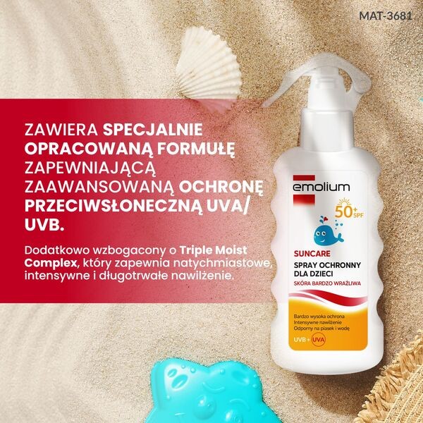 Emolium Suncare, spray ochronny dla dzieci SPF50+, 175 ml