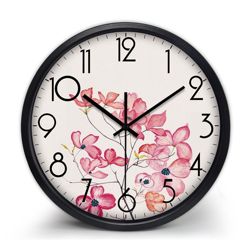 Bloemvormige wandklok zonder tikgeluid, trendy klok voor meisjeskamer en woonkamer.