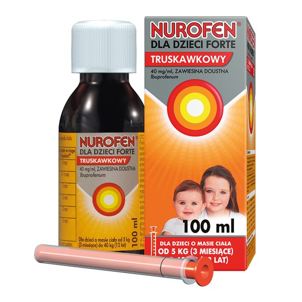 Nurofen dla dzieci Forte truskawkowy, 40 mg/ml, zawiesina doustna, 100 ml