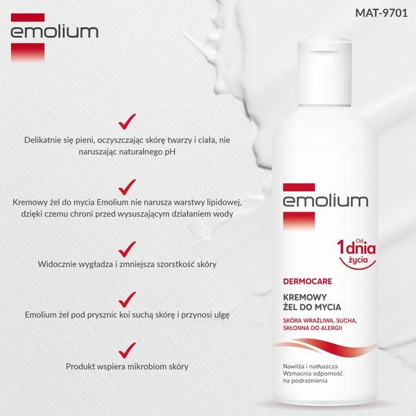 Emolium Dermocare, kremowy żel do mycia, 200 ml