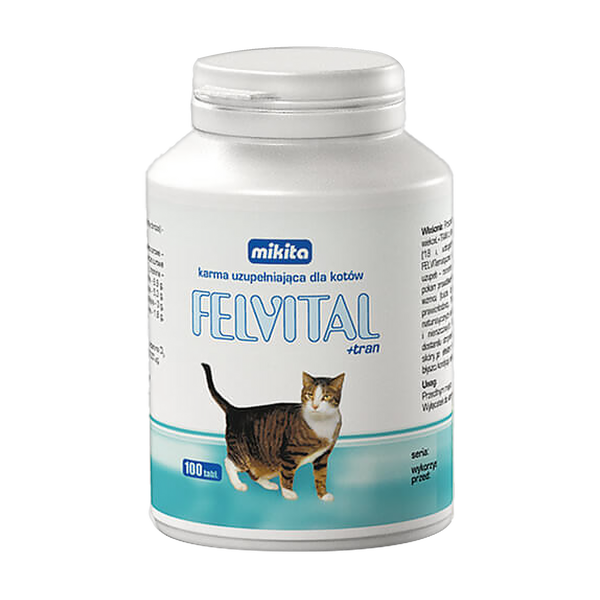 Mikita Felvital +  tran, karma uzupełniająca dla kotów, tabletki, 100 szt.