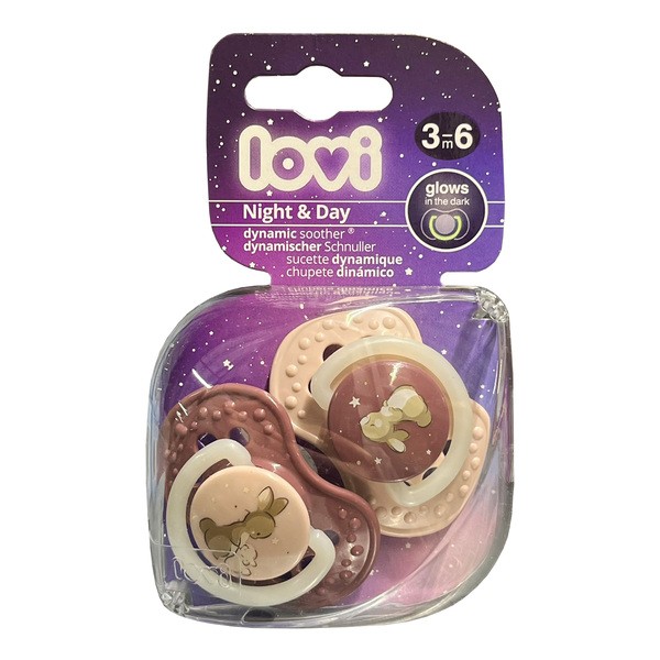 Canpol Lovi, smoczek silikonowy, dynamiczny Night&Day, Girl, 3-6 m, 2 szt.