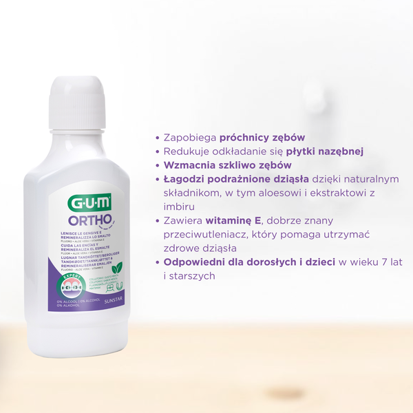 Gum Ortho, płyn do płukania ust dla osób z aparatem ortodontycznym, 300 ml