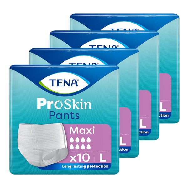 Zestaw 4 x Tena Pants ProSkin Maxi, majtki chłonne, rozmiar L, 10 szt.