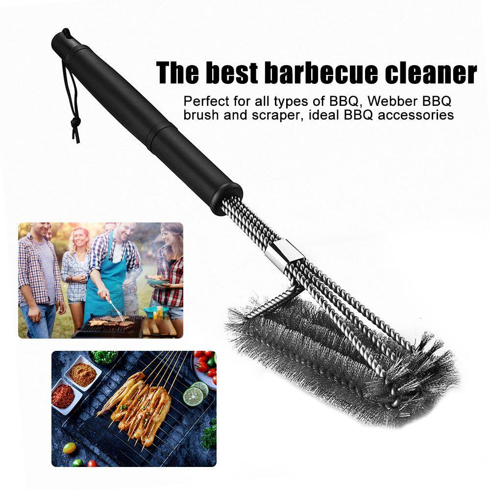 Brosse pour barbecue, kit de nettoyage pour grillades, brosse en acier inoxydable à poils métalliques, outils de cuisine pour le camping.