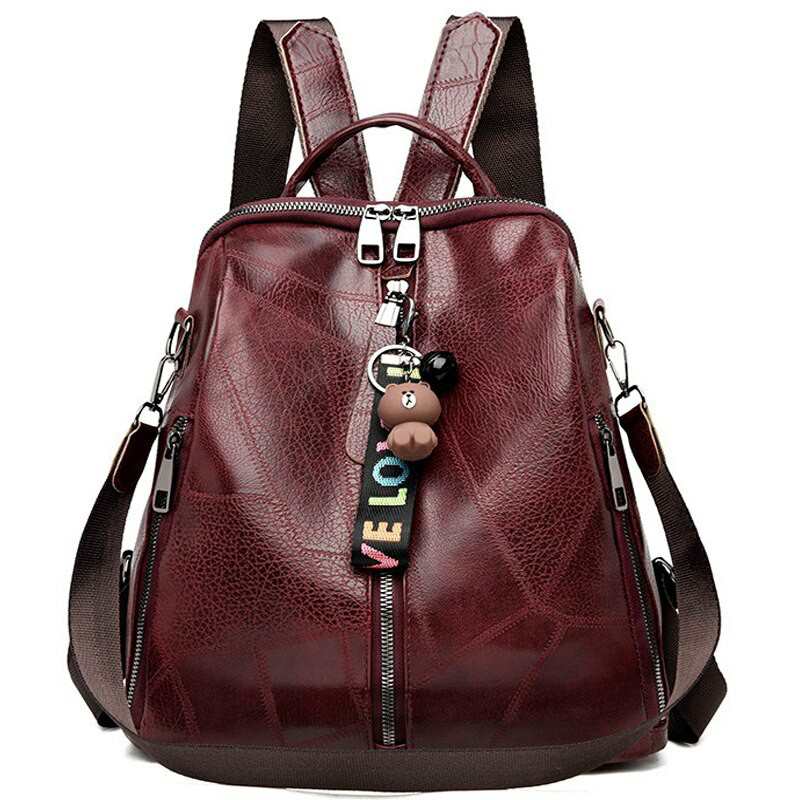 2020 Mote Dame Ryggsekk Høy Kvalitet Ungdoms Lær Ryggsekk for Tenåringsjenter Kvinnelig Skole Skulderveske Bagpack Mochila Sac