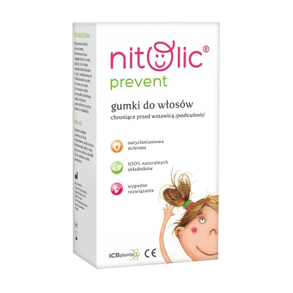 Nitolic Prevent, gumki do włosów przeciwdziałające wszawicy, 4 szt.
