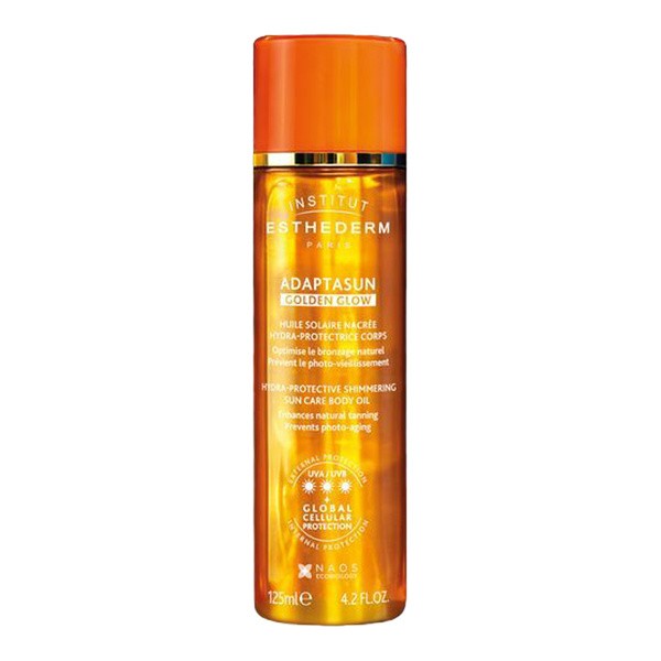 Esthederm Adaptasun Golden Glow Hydra-Protective Shimmering Sun Care Body Oil, olejek rozświetlający z wysoką ochroną, 125 ml
