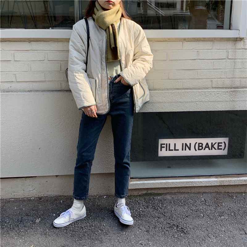 Alien Kitty 2021 Winter Solid Padded Lambswool Patchwork Women Coat Cotton Warm Loose Casual  Jacket Female Outwear Elegant Tops