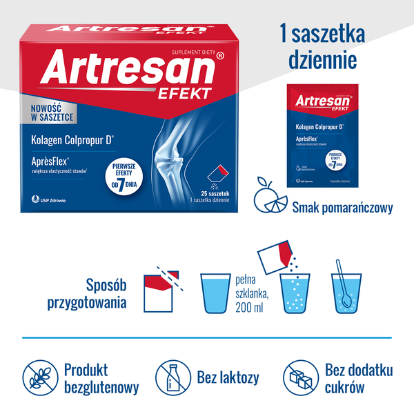 Artresan EFEKT, kolagen do picia, AprèsFlex®, na stawy, saszetki, 25 szt.