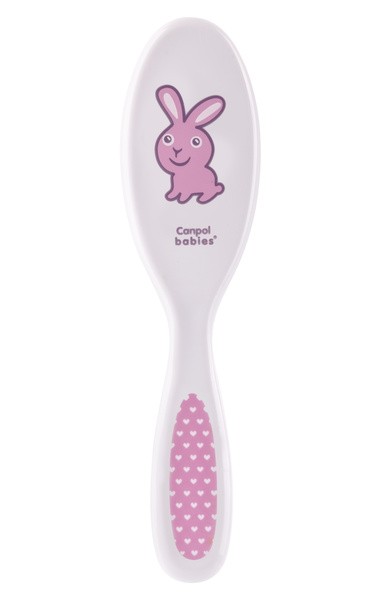 Canpol Babies, Zestaw szczotka z miękkim włosiem i grzebień dla niemowląt, różowy, 1 szt.