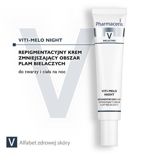 Pharmaceris V Viti-Melo Night, repigmentujący krem zmniejszający obszar plam bielaczych, do twarzy i ciała, 40 ml