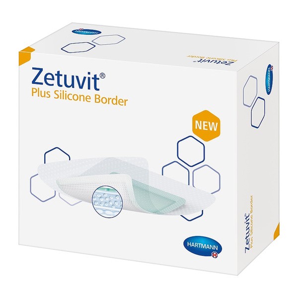 Zetuvit Plus Silicone Border, opatrunek silikonowy, 17,5 cm x 17,5 cm, 1 szt. (z opakowania 10 szt.)