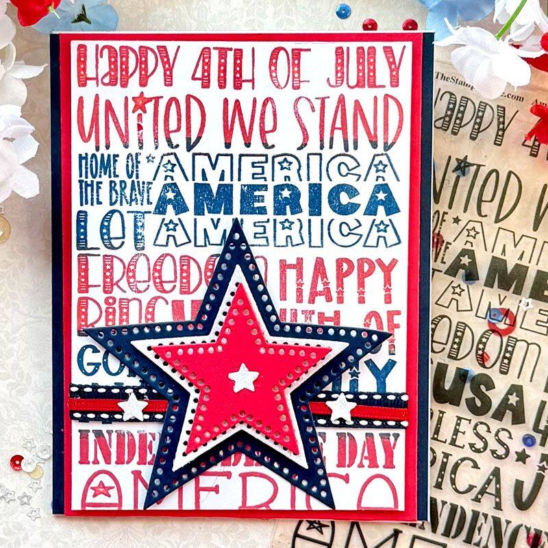 America Background Clear Stamps Set of 2