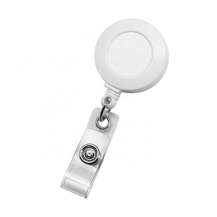 Alligator clip white retractable yoyo badge reel holder