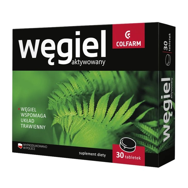 Węgiel aktywowany, tabletki, 30 szt.