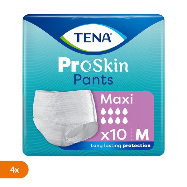 Zestaw 4 x TENA Pants ProSkin Maxi, majtki chłonne, rozmiar M, 10 szt.