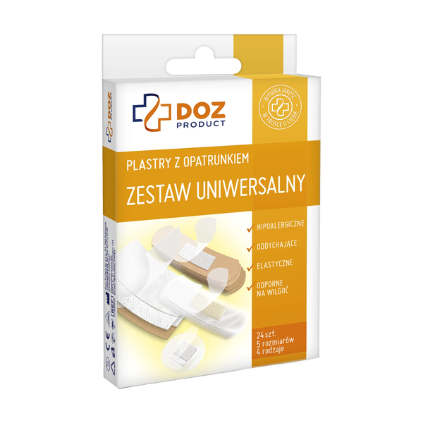DOZ PRODUCT Plastry z opatrunkiem, zestaw uniwersalny, 24 szt.