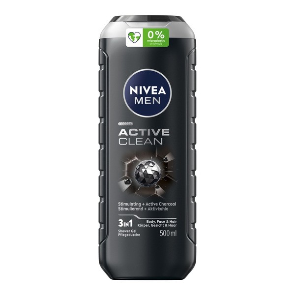 Nivea Men, żel pod prysznic 3w1, Active Clean, 500 ml
