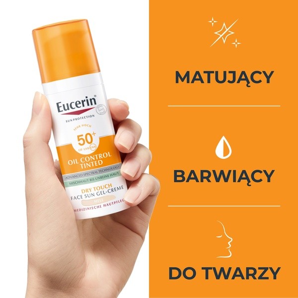 Eucerin Oil Control SPF 50+, żel-krem ochronny barwiący, 50 ml