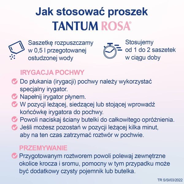 Tantum Rosa, 53,2 mg/g, proszek do sporządzania roztworu dopochwowego, 10 saszetek