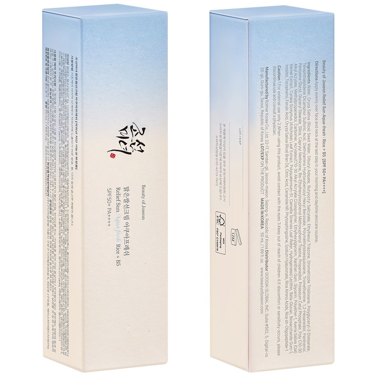 Beauty of Joseon Relief Sun Aqua Fresh SPF50  PA     (50 ml)