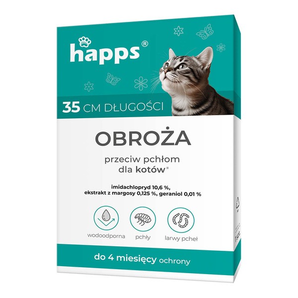 Happs, obroża przeciw pchłom dla kotów, 35 cm, 1 szt.