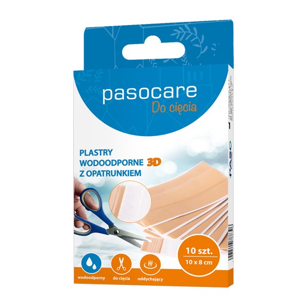 Pasocare Plus 3D, plastry z opatrunkiem, 1 m x 8 cm, 10 szt.