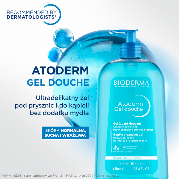 Bioderma Atoderm Gel douche, nawilżający żel pod prysznic i do kąpieli, 500 ml