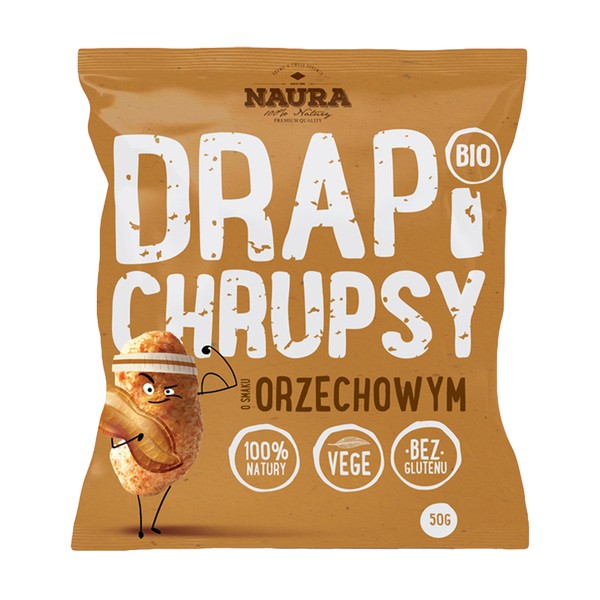 Naura, Drapi Chrupsy, bio chrupki o smaku orzechowym, 50 g