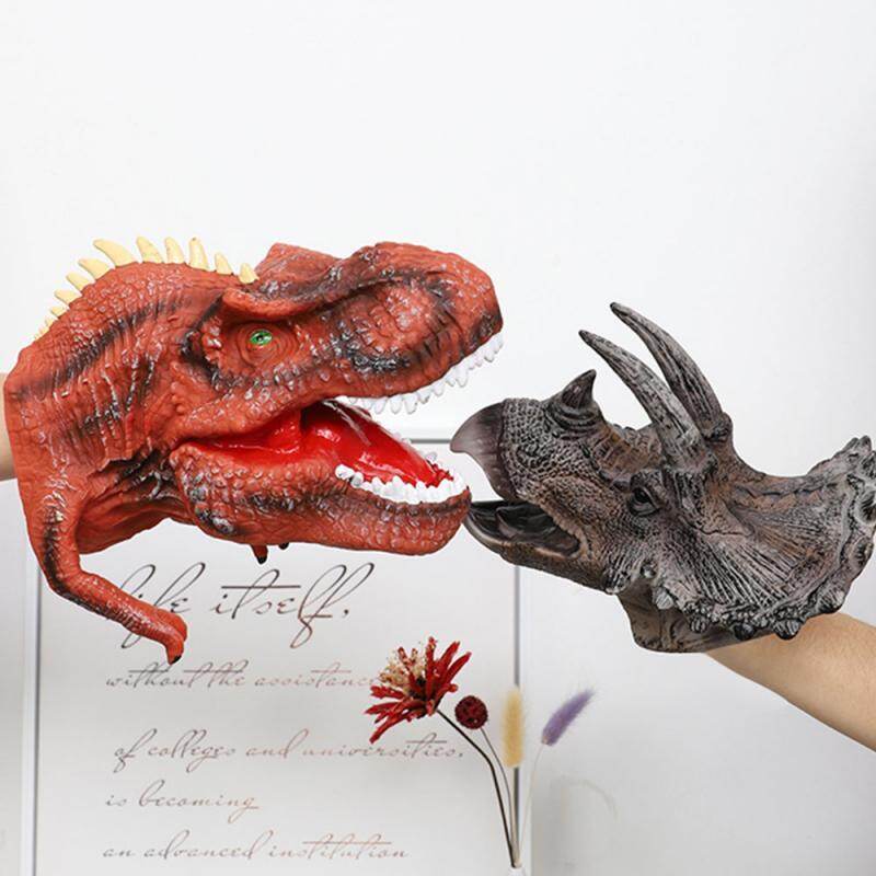 Muro di carta a mano con testa di animale in vinile morbido e gomma, figura di dinosauro, testa di tirannosauro, guanto, T-Rex, giocattolo per giochi di ruolo, regalo per bambini