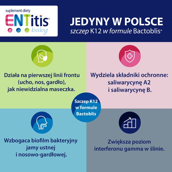 ENTitis Baby, smak truskawkowy, proszek w saszetkach, 30 szt.