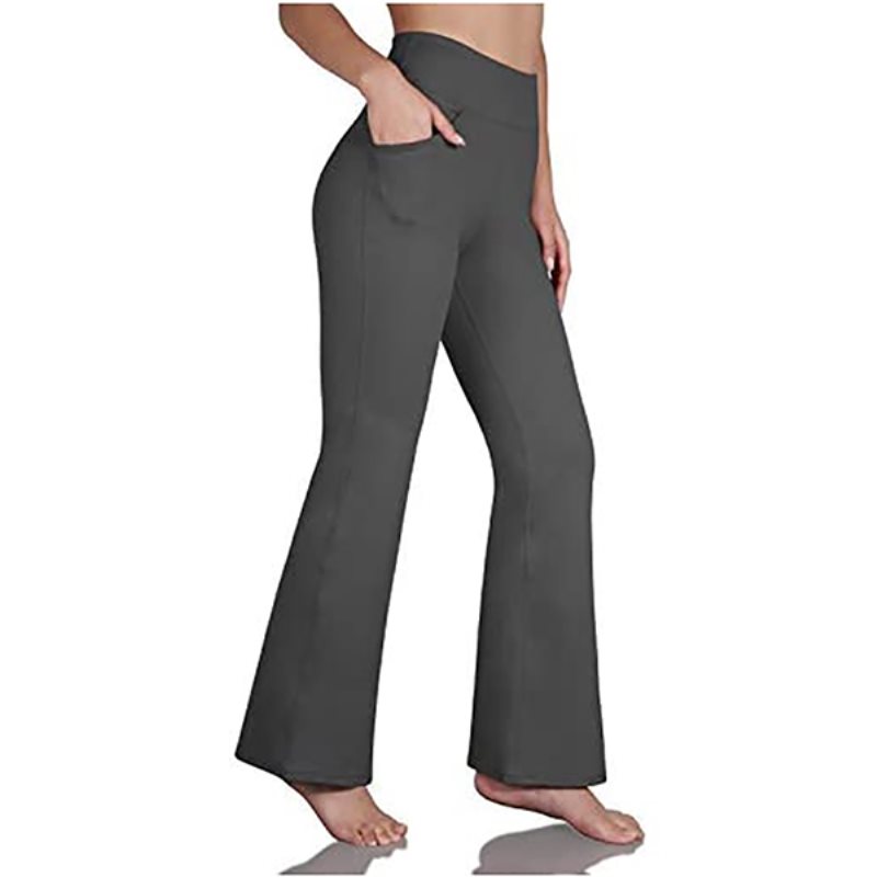 Högmidjade Bootcut-byxor med fickor Träningsbyxor för kvinnor Bootleg-arbetsbyxor Finbyxor: Sport och utomhus