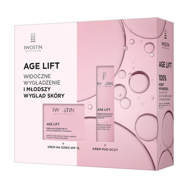 Zestaw Iwostin Age Lift, krem na dzień do skóry normalnej i mieszanej SPF 15, 50 ml + krem pod oczy, 15 ml