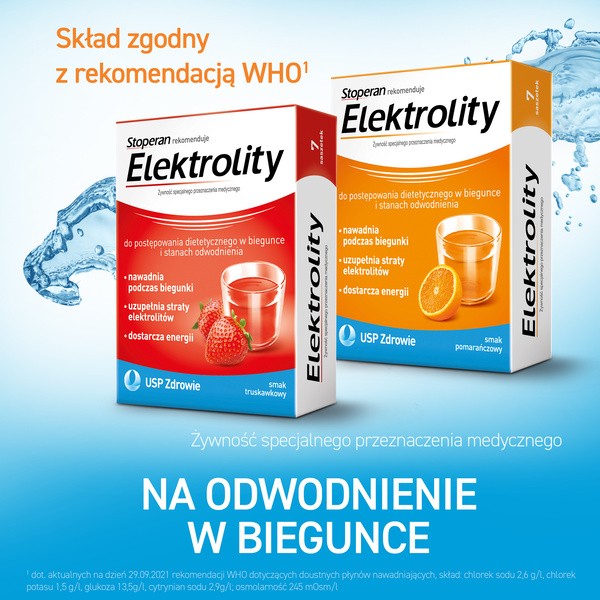 Stoperan, Elektrolity, proszek, smak pomarańczowy, 7 saszetek