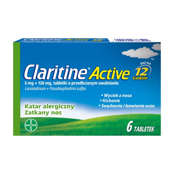 Claritine Active, 5 mg + 120 mg, tabletki o przedłużonym uwalnianiu, 6 szt.
