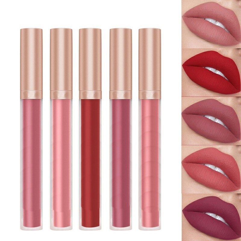 Rossetto liquido effetto velluto opaco, lucidalabbra impermeabile, rossetto a lunga durata, tinta labbra rossa, cosmetico di bellezza TSLM1