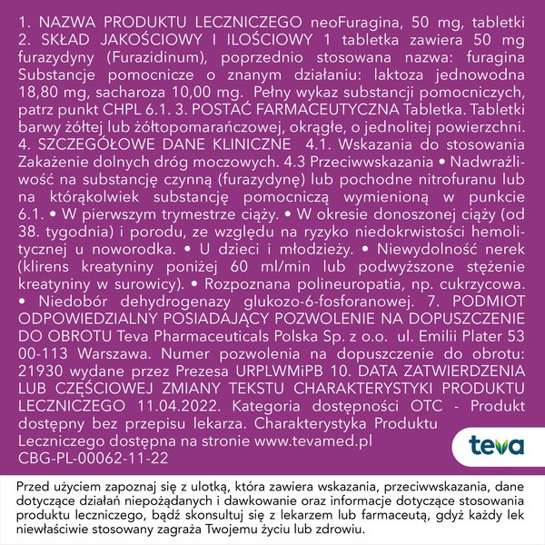 NeoFuragina, 50 mg, tabletki, 30 szt.
