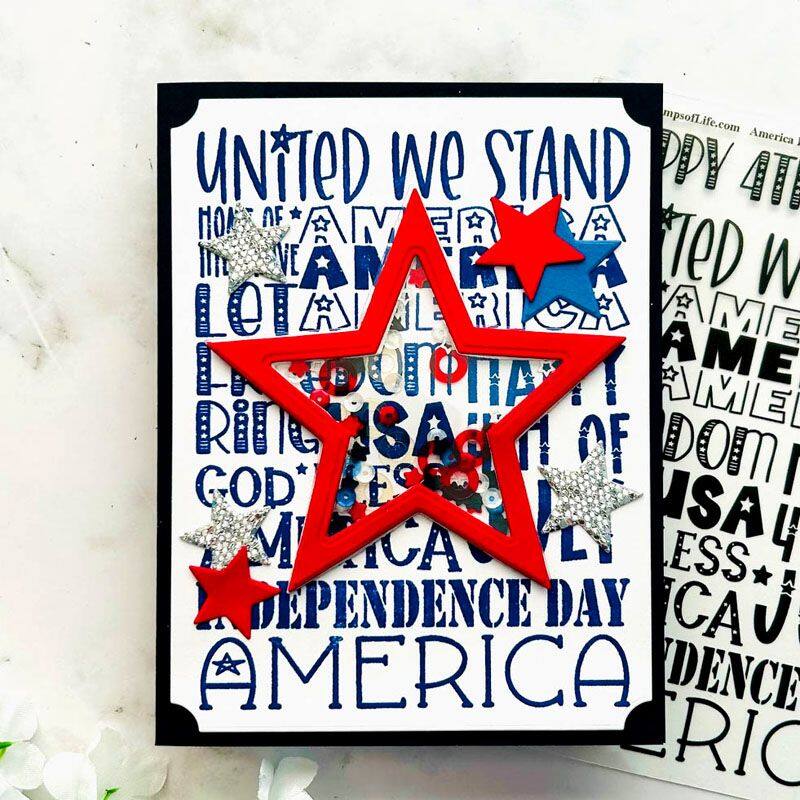 America Background Clear Stamps Set of 2