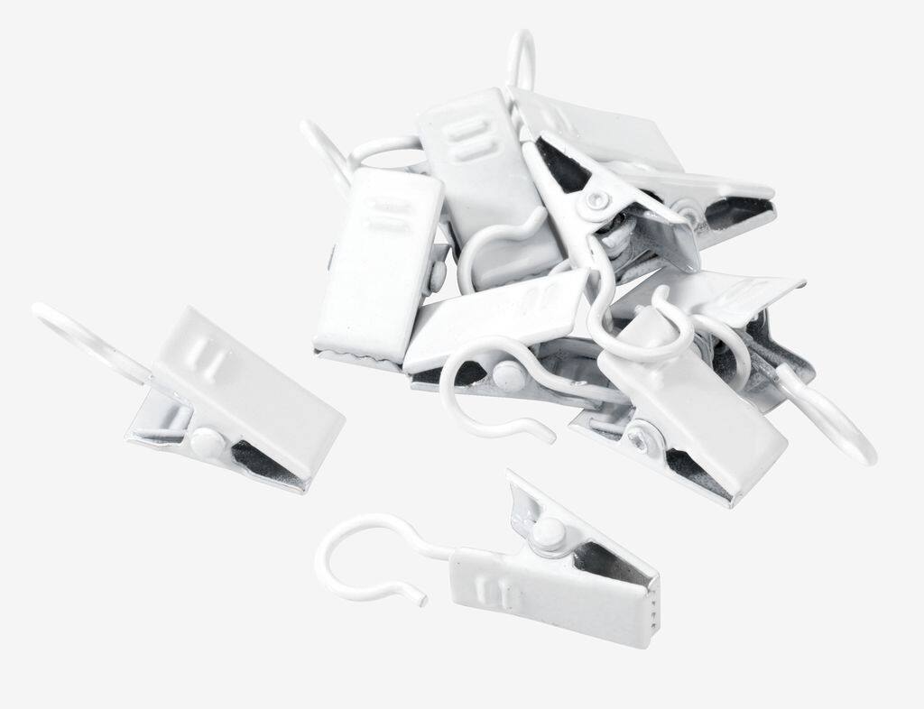 Gardinringklemmer 10 stk/pakke hvide