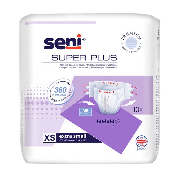 Seni Super Plus, pieluchomajtki dla dorosłych, rozmiar XS, 10 szt.